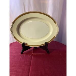 Noritake , Oval serving dish,/ plate, cream and gold. 11 3/4 inch.